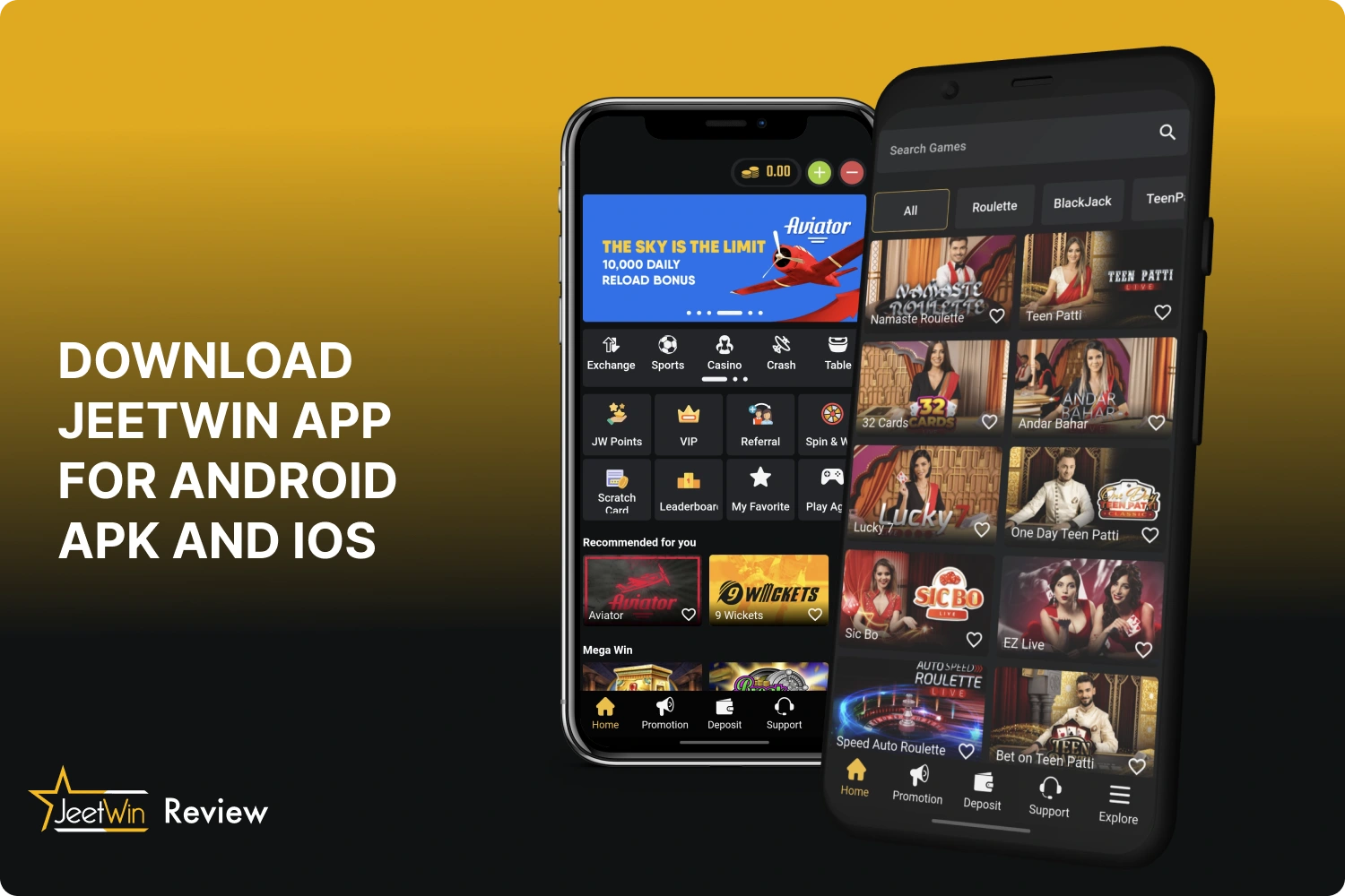 The Jeetwin app for android apk and ios is available for download in India completely free of charge