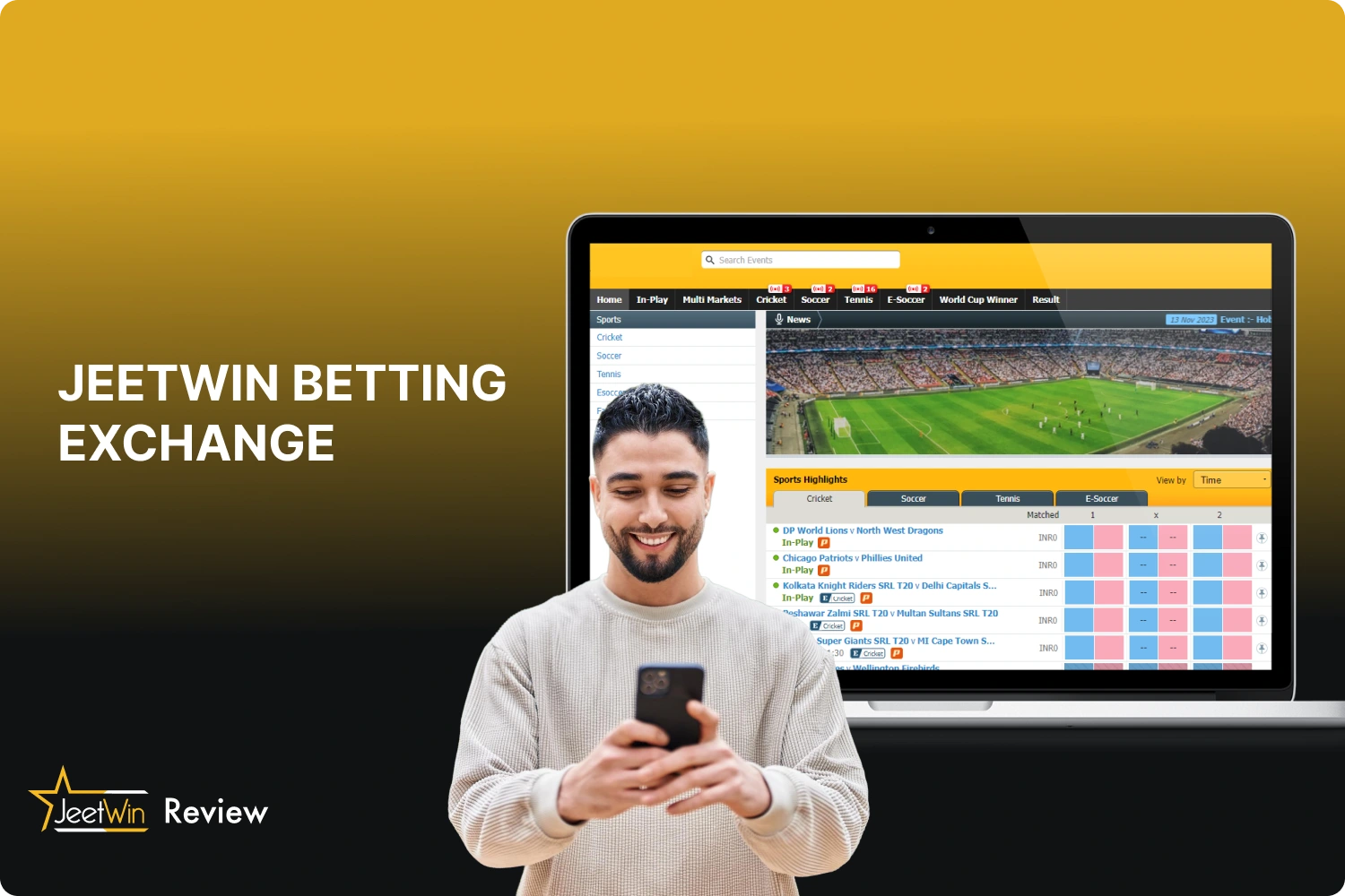 Jeetwin Betting Exchange offers Indian users to place bets against bettors and not against the bookie