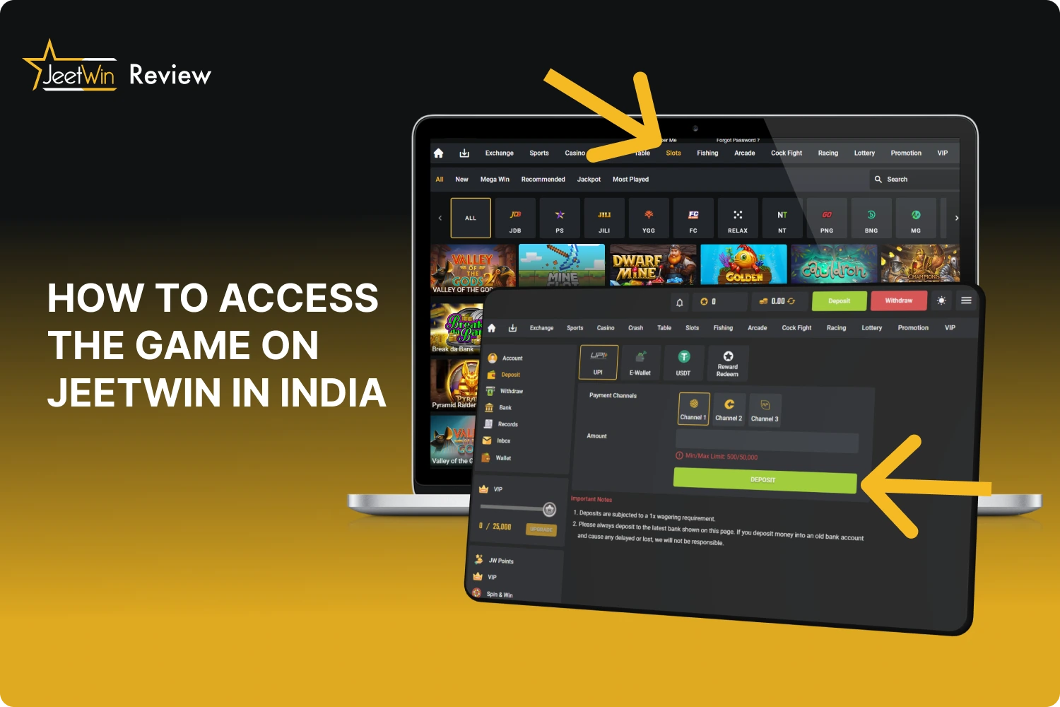 Register and make a deposit to access Mine Slot on Jeetwin in India